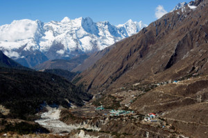 Trekking through the Khumbu Valley surrounded by giants