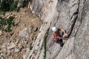 Climbing on Cannon Cliff in Franconia Notch.