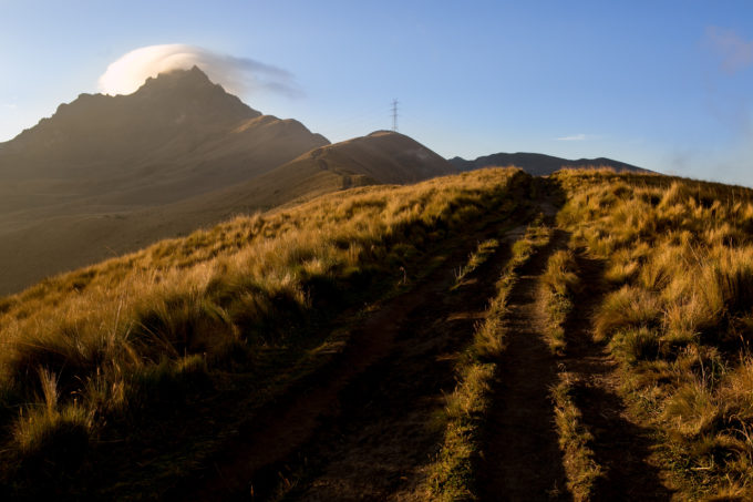 Rucu Pichincha (15,413ft). Our route the following day would follow the right skyline.