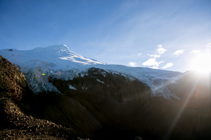 Our main objective, Cayambe (18,996ft) as seen from the Cayambe Refuge. The refuge is modern, comfortable and includes some of the best food of the trip